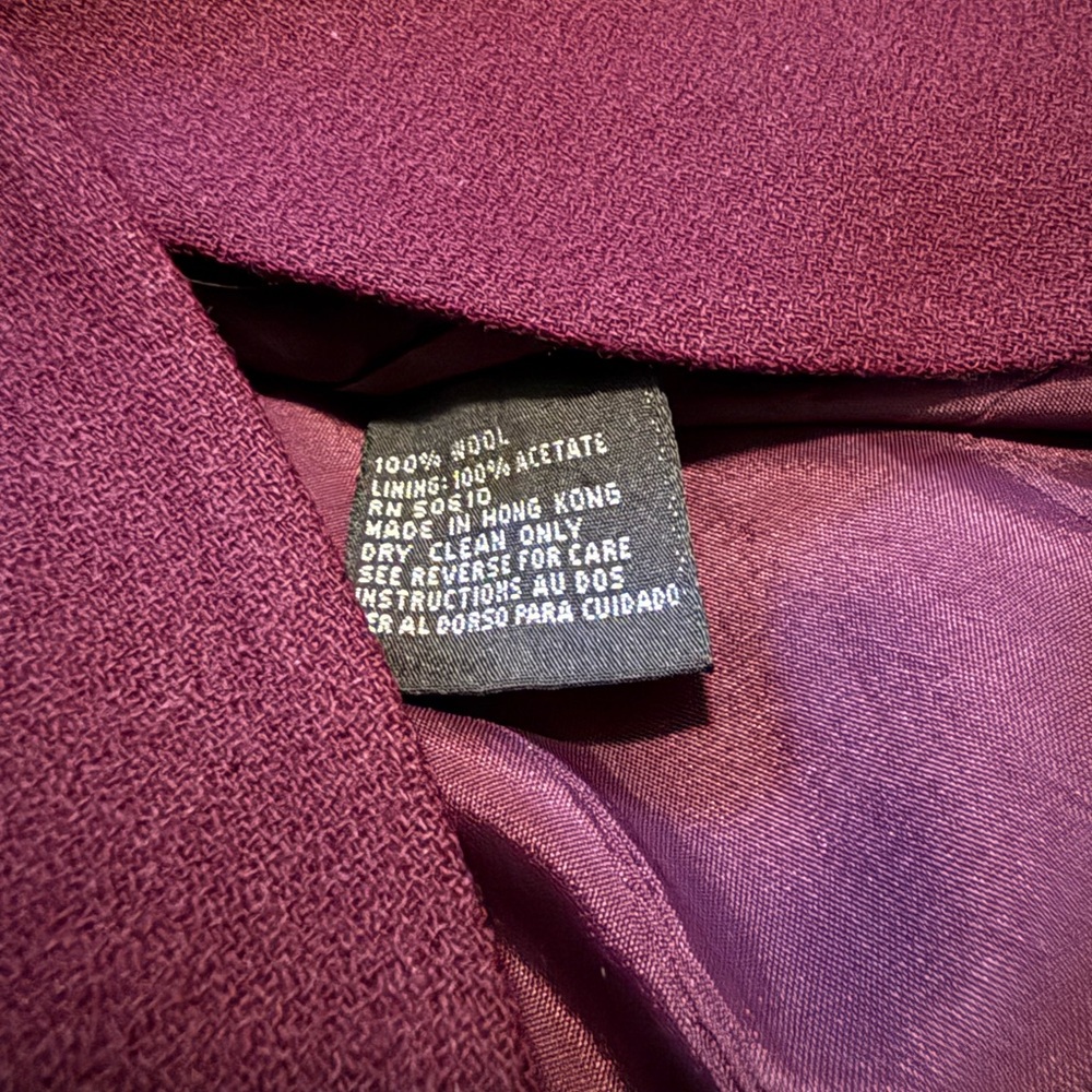 Kasper For A.S.L. Vintage Women's Deep Plum Purple Blazer Intricate Lace Design - Picture 5 of 6